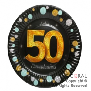 PLATO POLIPAPEL 17 CM 50 A�OS X 6 UNIDADES